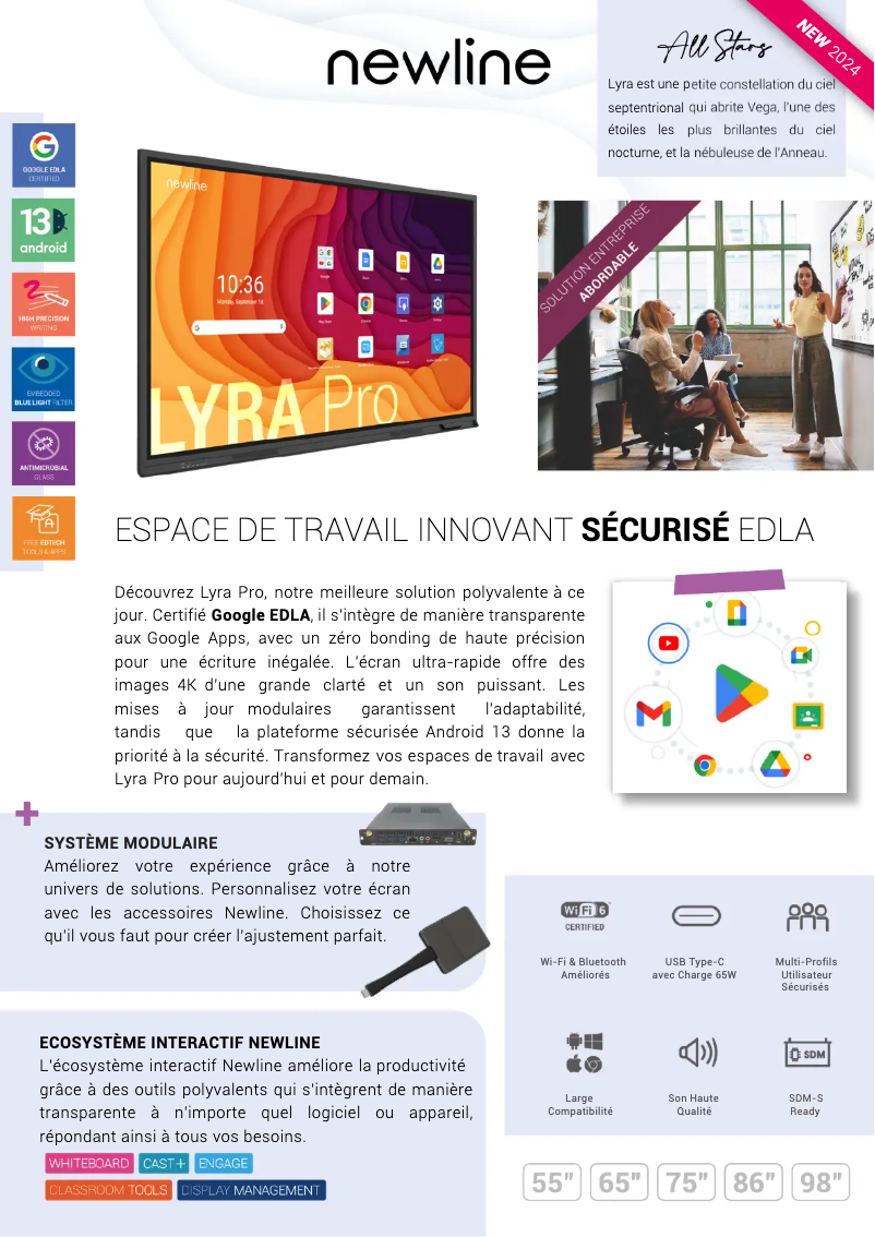 Page 1 de la notice Fiche technique Newline TT-6523QA