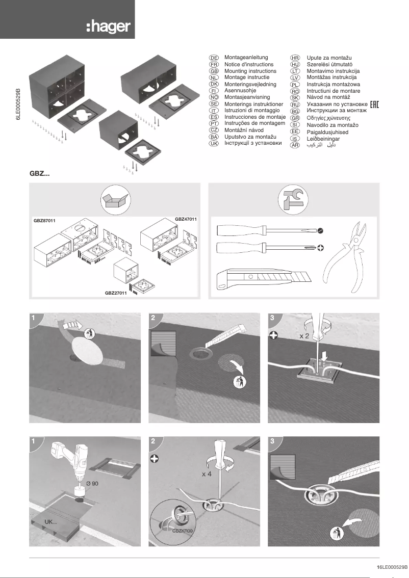 Page 1 de la notice Guide d'installation Hager GBZWR29005