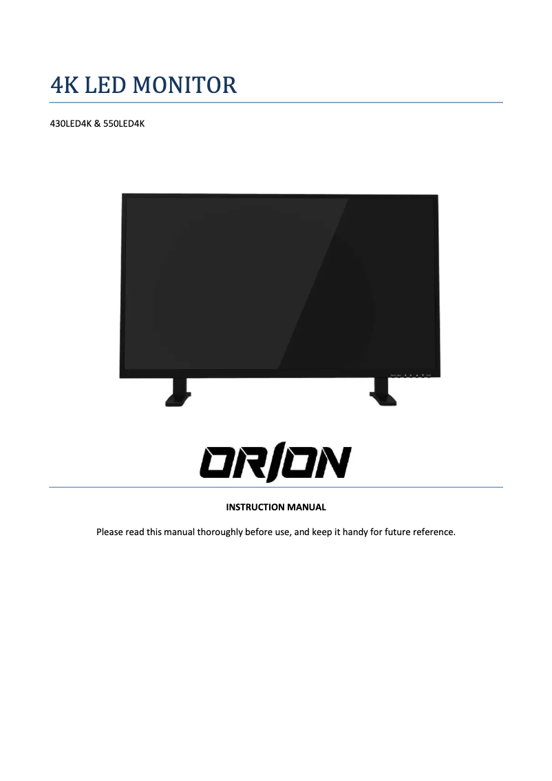 Page n°1 - Manuel utilisateur Orion 430LED4K