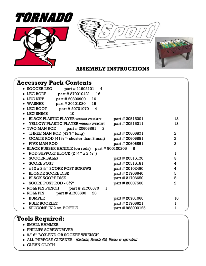 Page n°1 - Manuel utilisateur Valley Dynamo Tornado Sport