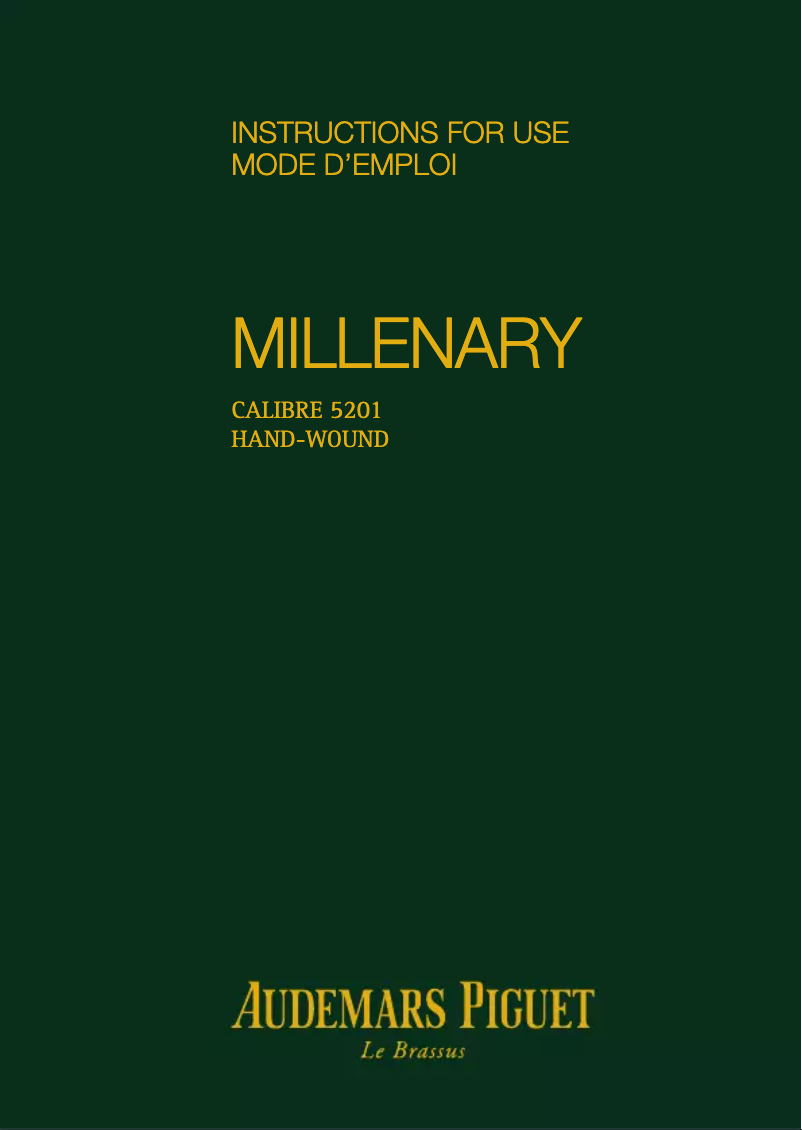 Page 1 of the manual User Manual Audemars Piguet Millenary 77247BC.ZZ.A813CR.01