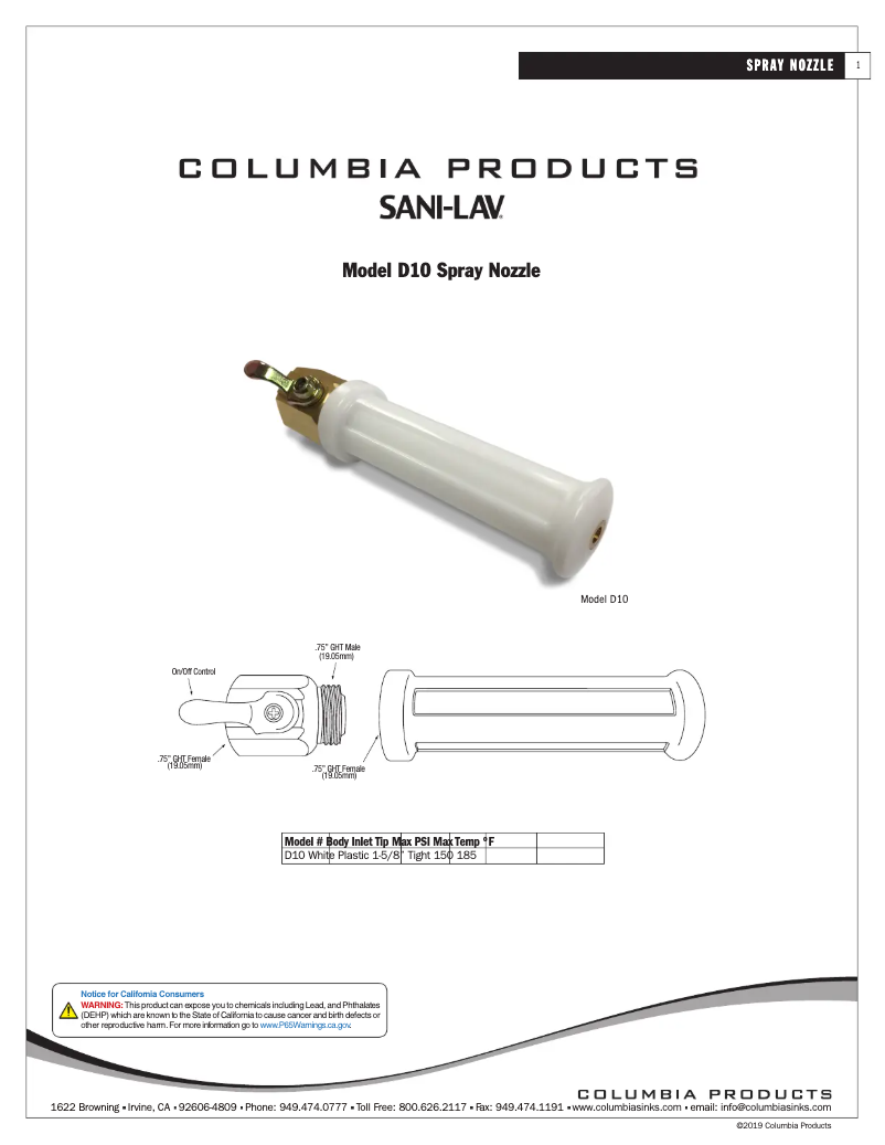 Page 1 de la notice Manuel utilisateur Sani-Lav D11
