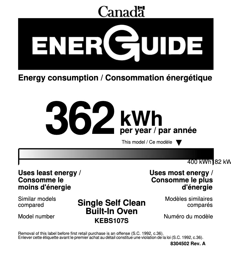 Page n°1 - Label énergétique KitchenAid KEBS107SSS