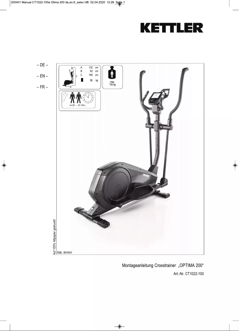 Image de la première page du manuel de l'appareil Optima 200