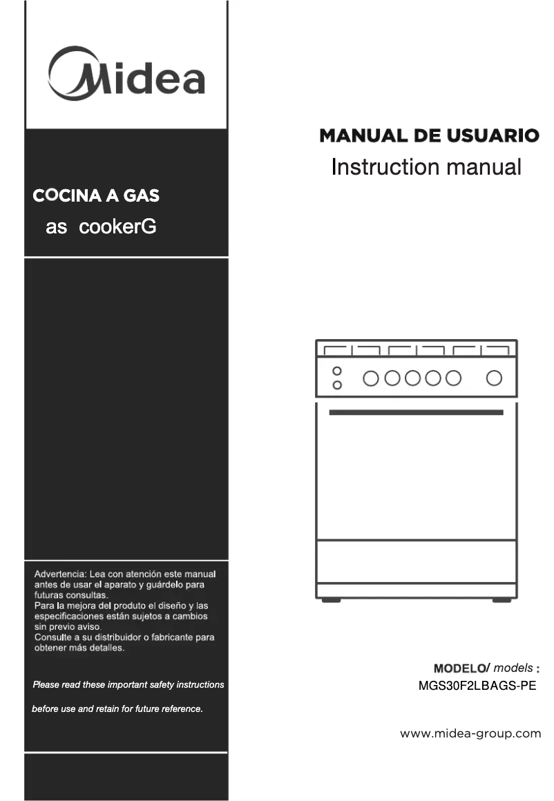 Page 1 de la notice Manuel utilisateur Midea MGS30F2LBAGS-PE