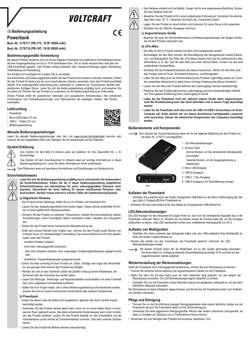 Page n°1 - Manuel utilisateur Voltcraft PB-17C