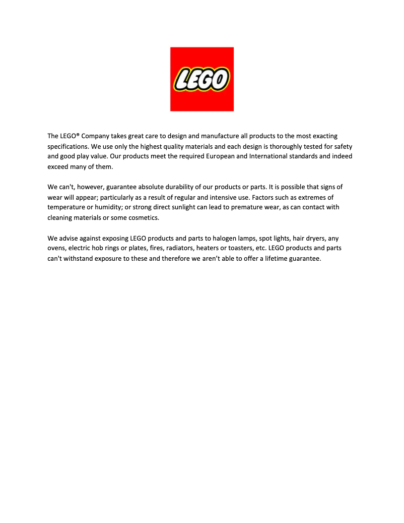 Page 1 de la notice Fiche technique Lego Ninjago 2505