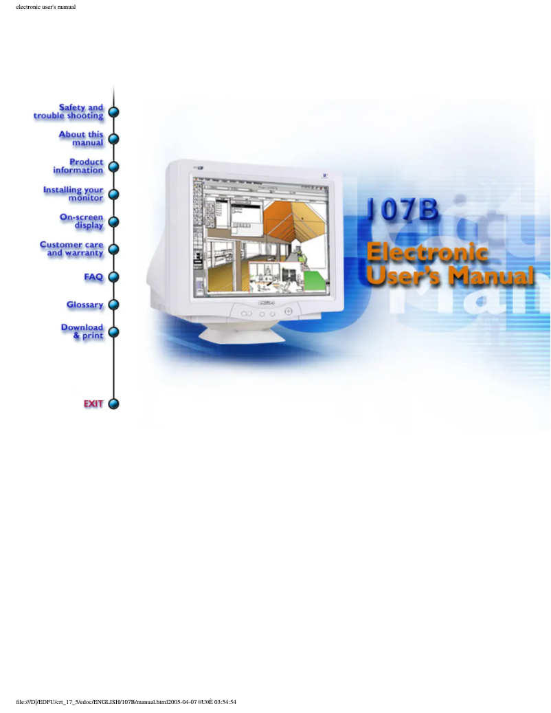 Page 1 of the manual User Manual Philips 107B