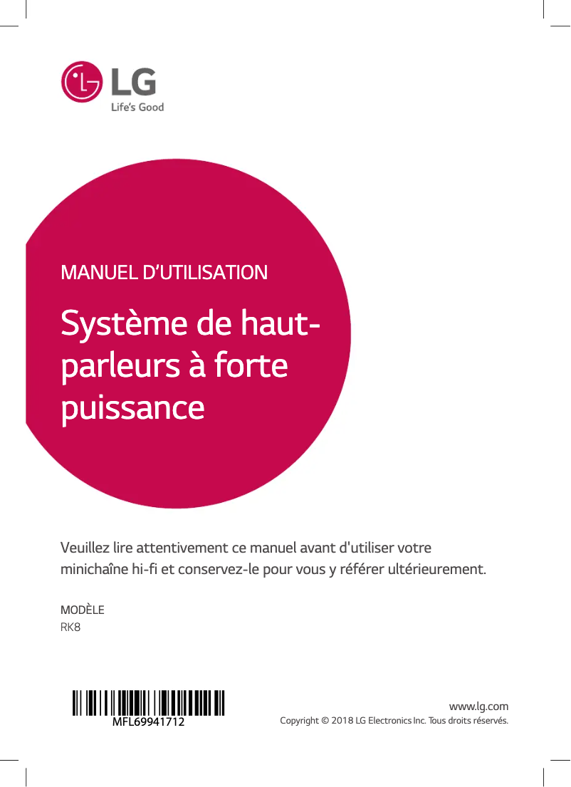 Page n°1 - Manuel utilisateur LG RK8