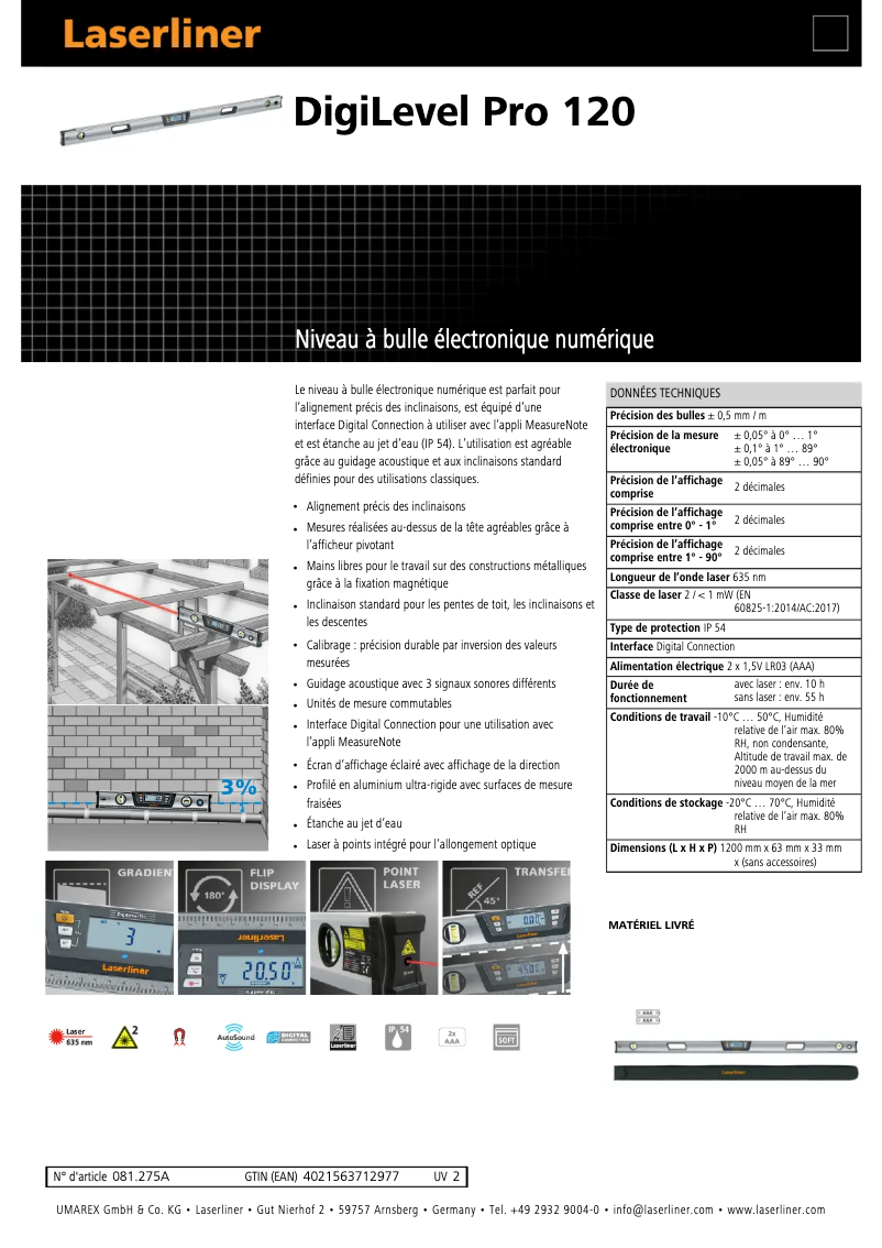 Image de la première page du manuel de l'appareil DigiLevel Pro 120