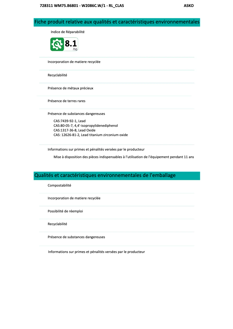 Image de la première page du manuel de l'appareil W2086CW1