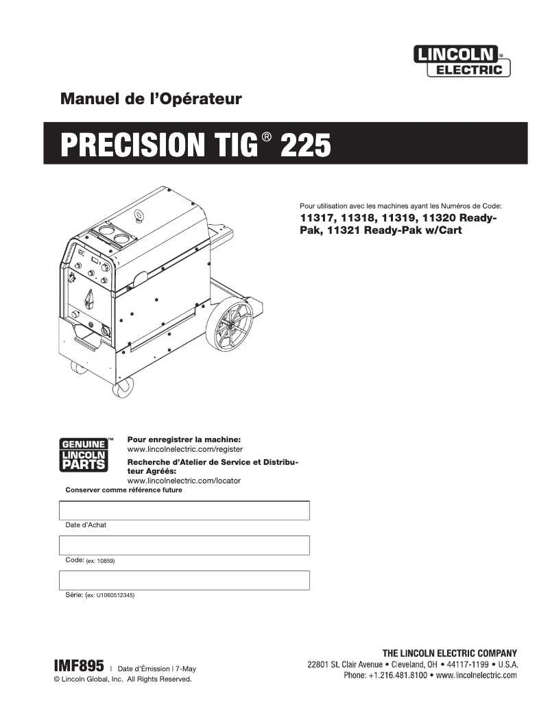 Image de la première page du manuel de l'appareil Precision TIG 225