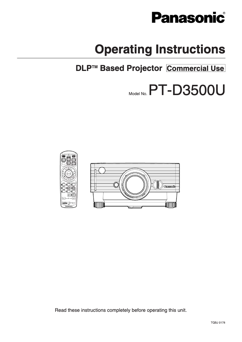 Page 1 of the manual User Manual Panasonic PT-D3500U