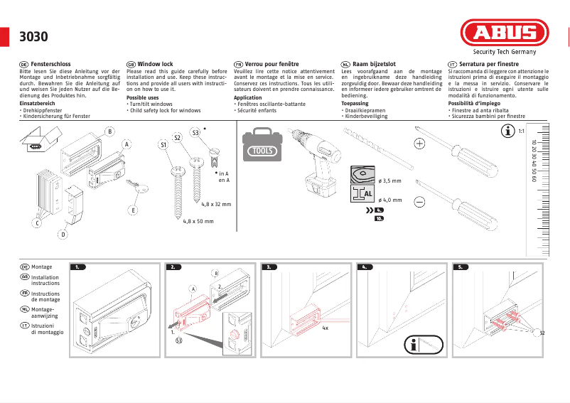 Page n°1 - Instructions / montage Abus 3030