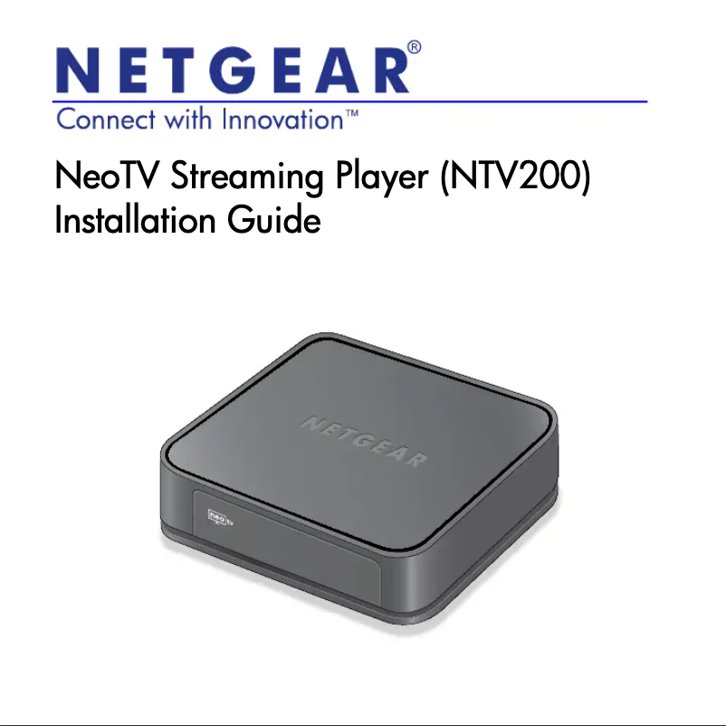 Page 1 of the manual Installation Guide Netgear NeoTV NTV200