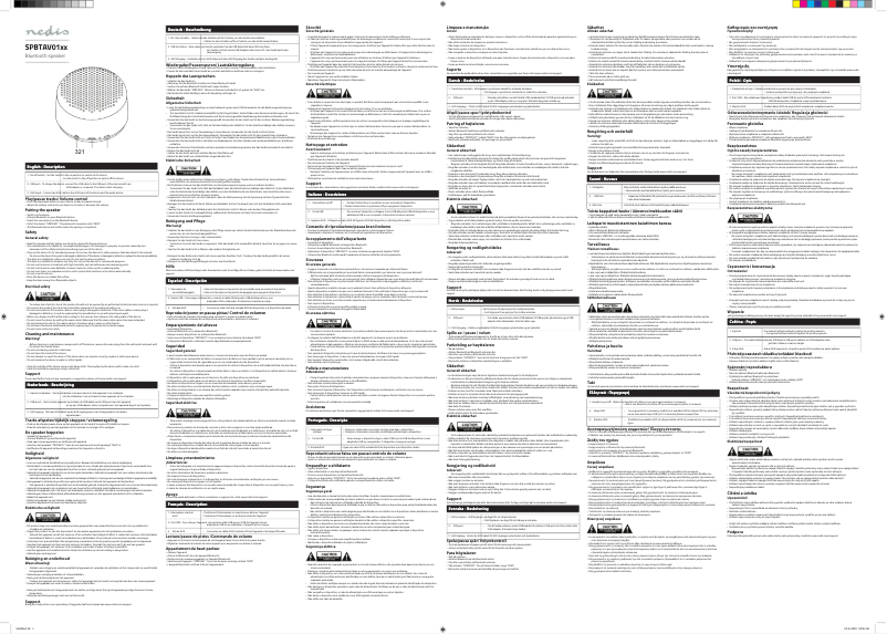 Page 1 de la notice Manuel utilisateur Nedis SPBTAV01GY