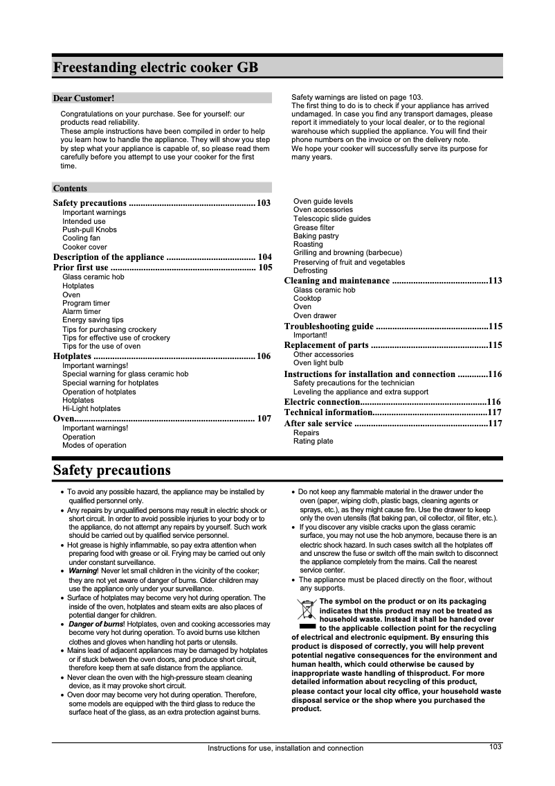 Page n°1 - Manuel utilisateur Gorenje EC 7704 W