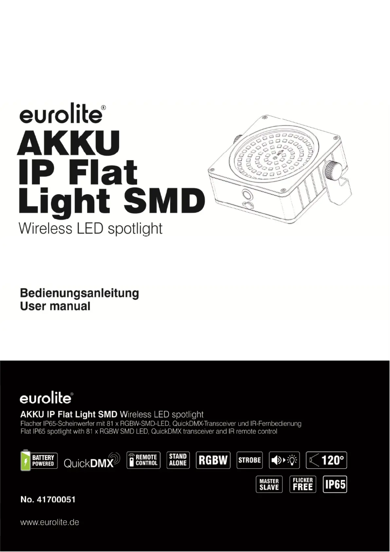 Page 1 de la notice Manuel utilisateur Eurolite AKKU IP Flat Light SMD