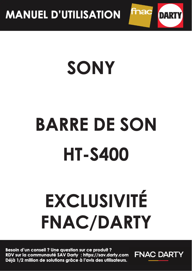 Page n°1 - Manuel utilisateur Sony HT-S400