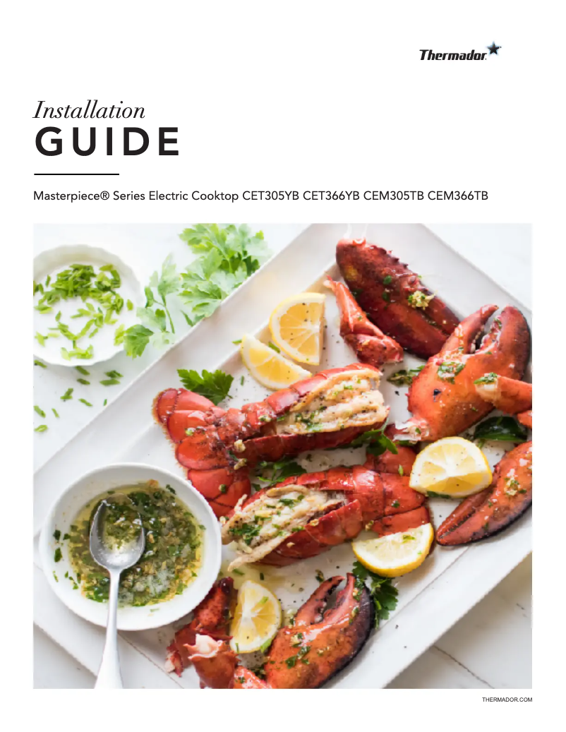 Page 1 de la notice Guide d'installation Thermador CET366YB