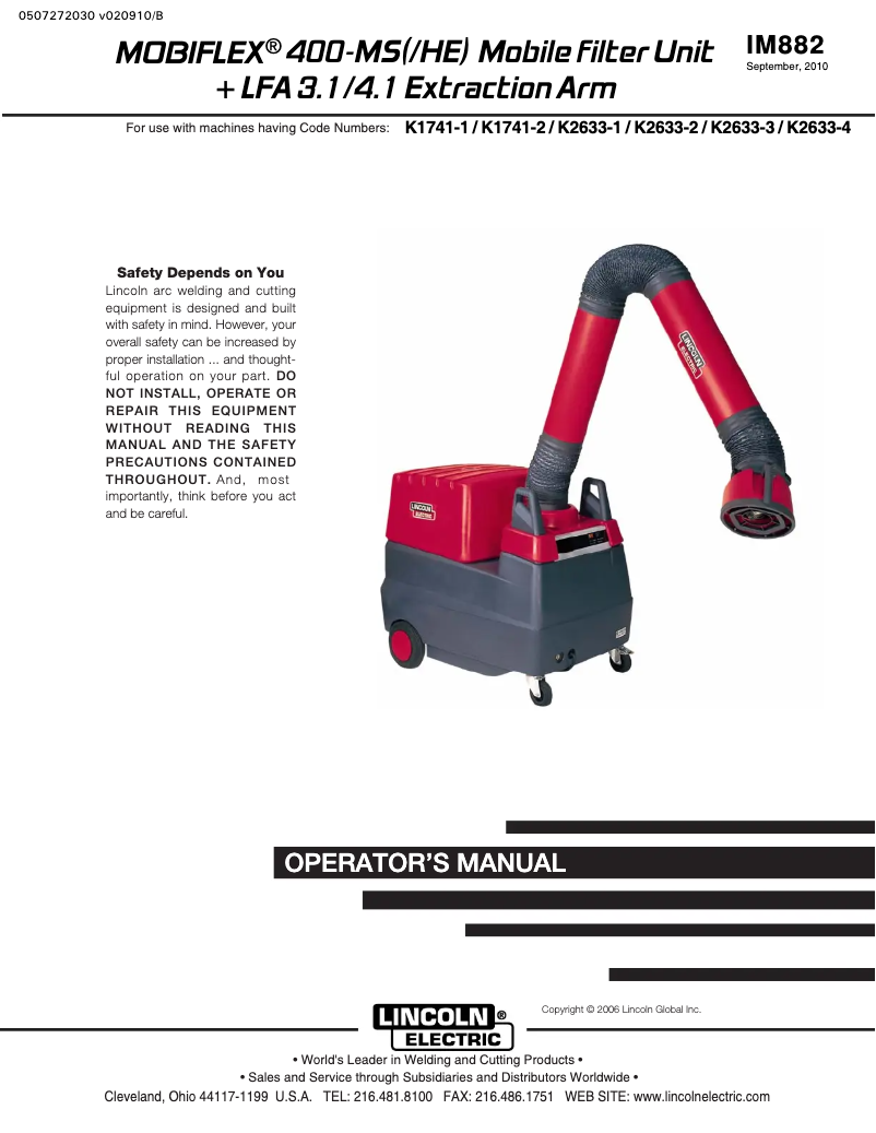 Página 1 del manual Manual de usuario Lincoln Electric Mobiflex 400-MS