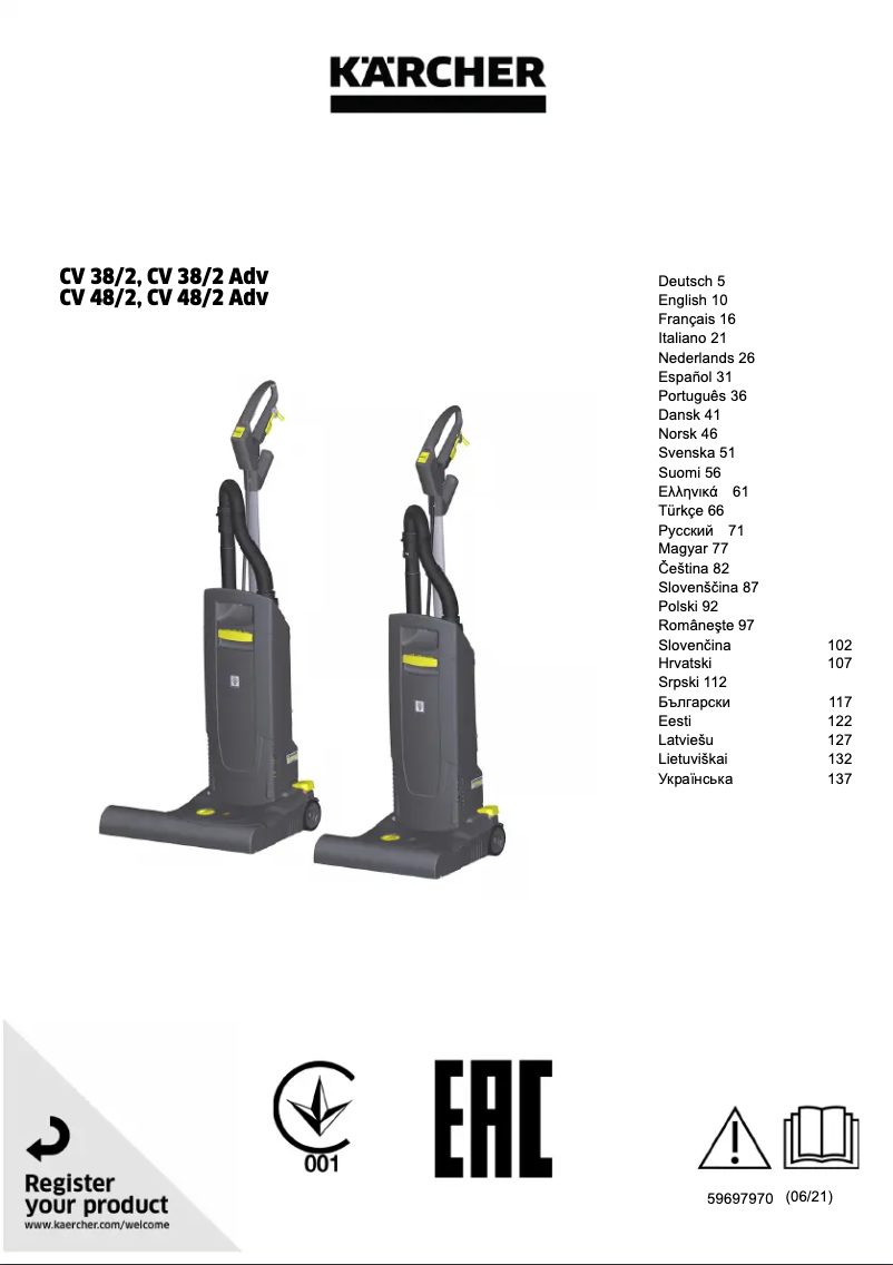 Page 1 of the manual User Manual Kärcher CV 38/2
