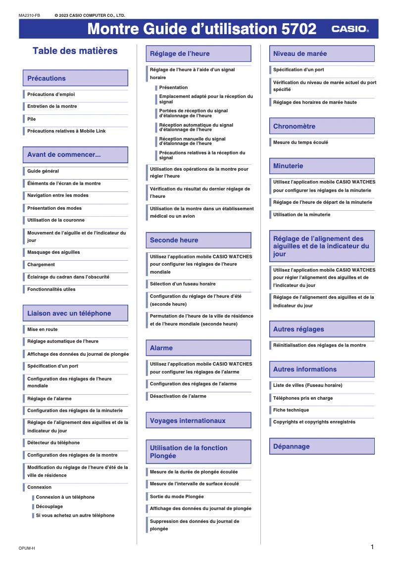 Page n°1 - Manuel utilisateur Casio G-Shock MRG-BF1000