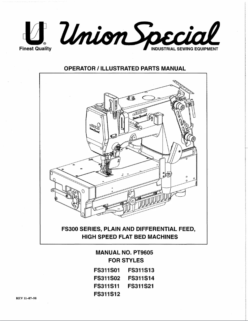 Page n°1 - Manuel utilisateur Union Special FS311S12