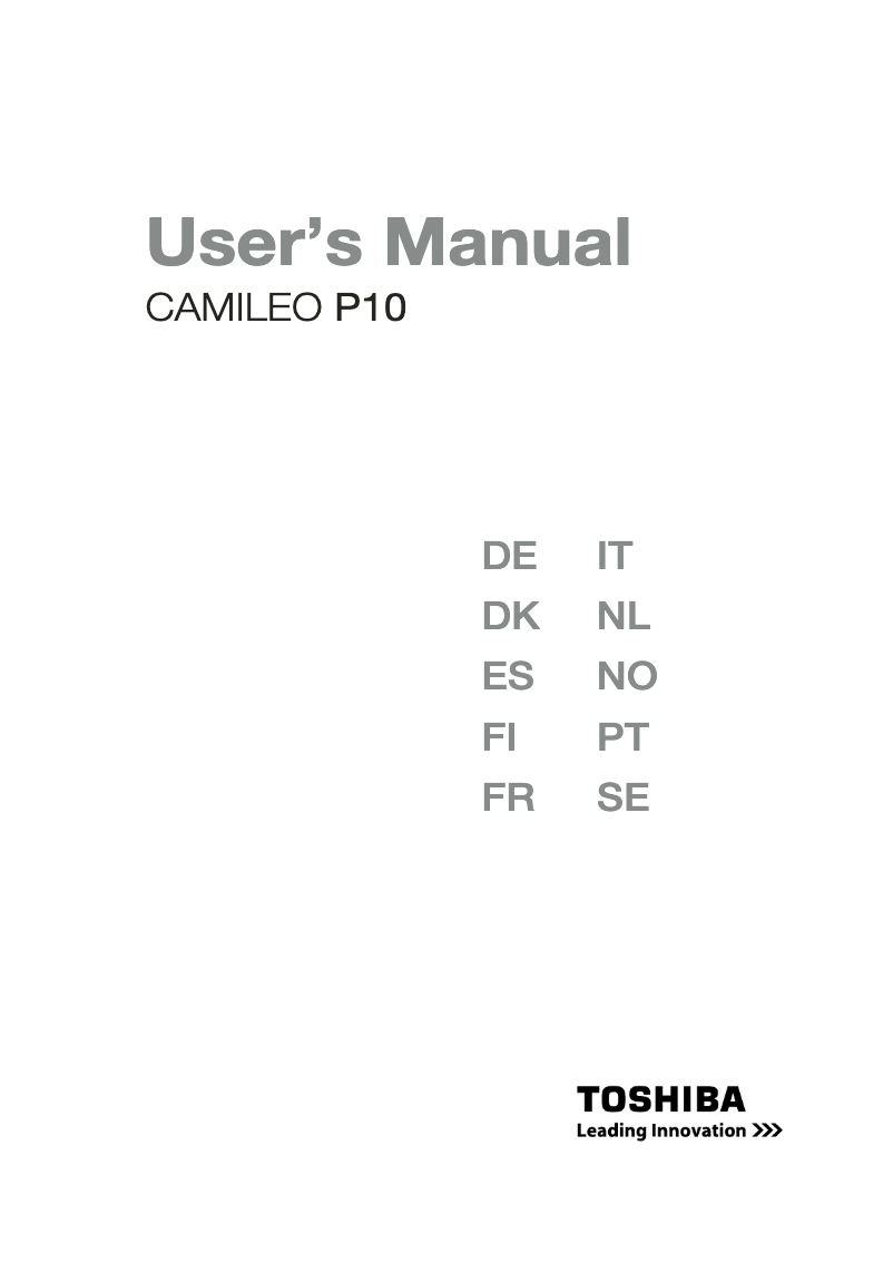Image de la première page du manuel de l'appareil Camileo P10