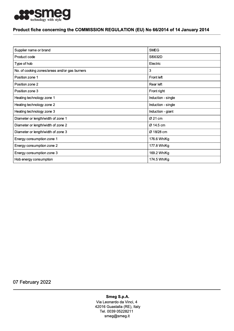 Page 1 de la notice Brochure Smeg SI5632D