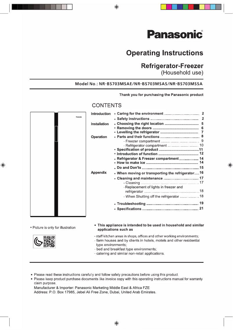 Page n°1 - Manuel utilisateur Panasonic NR-BS703MSSA