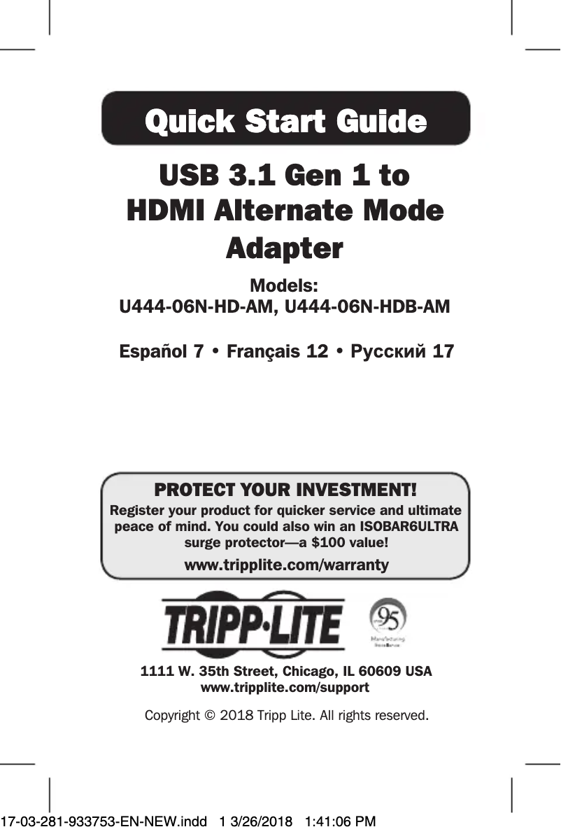 Page n°1 - Manuel utilisateur Tripp Lite U444-06N-HD-AM