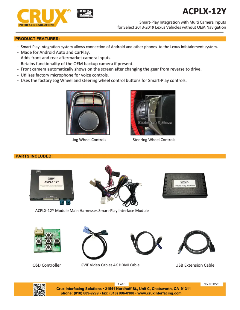 Page 1 de la notice Manuel utilisateur CRUX ACPLX-12Y
