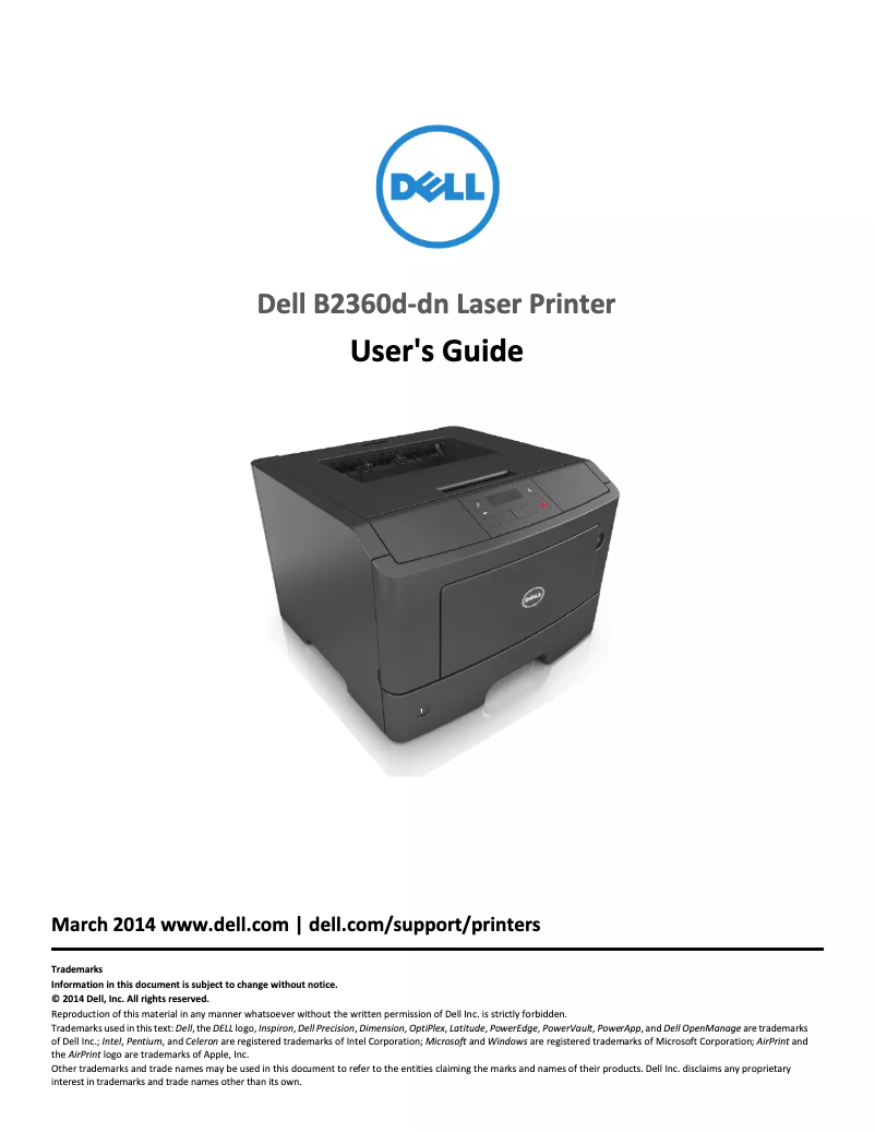 Page n°1 - Manuel utilisateur Dell B2360d