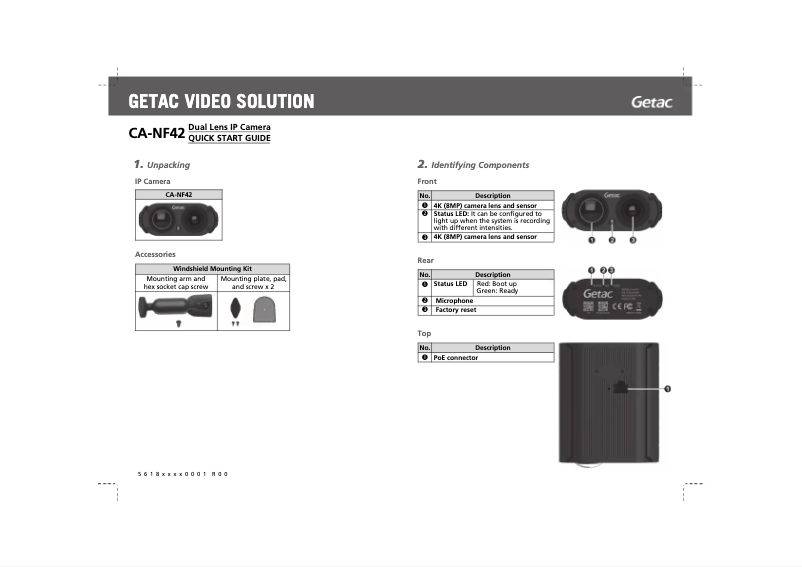 Page 1 de la notice Manuel utilisateur Getac CA-NF42