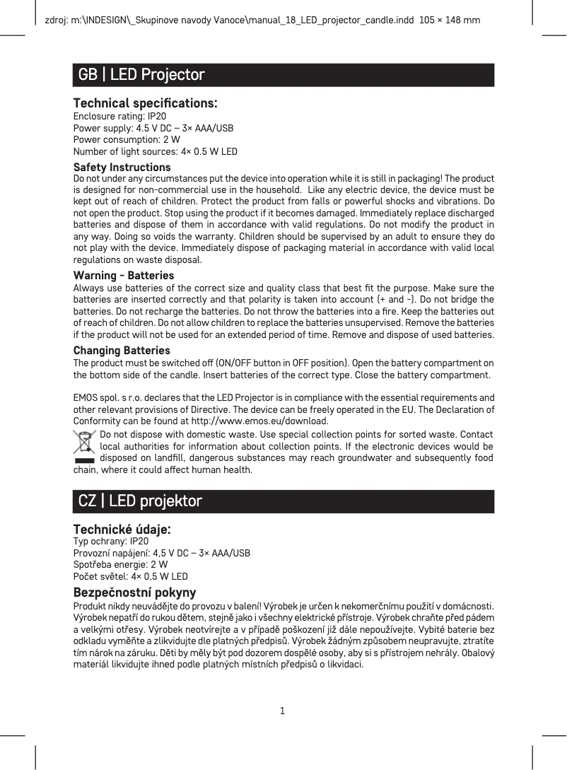 Página 1 del manual Manual de usuario Emos DCPW03