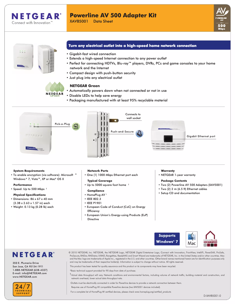 Page n°1 - Fiche technique Netgear XAV5001