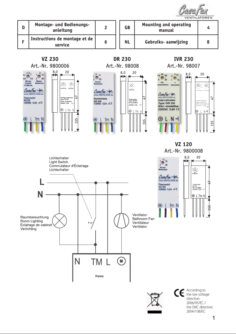 Page 1 de la notice Manuel utilisateur CasaFan IVR 230