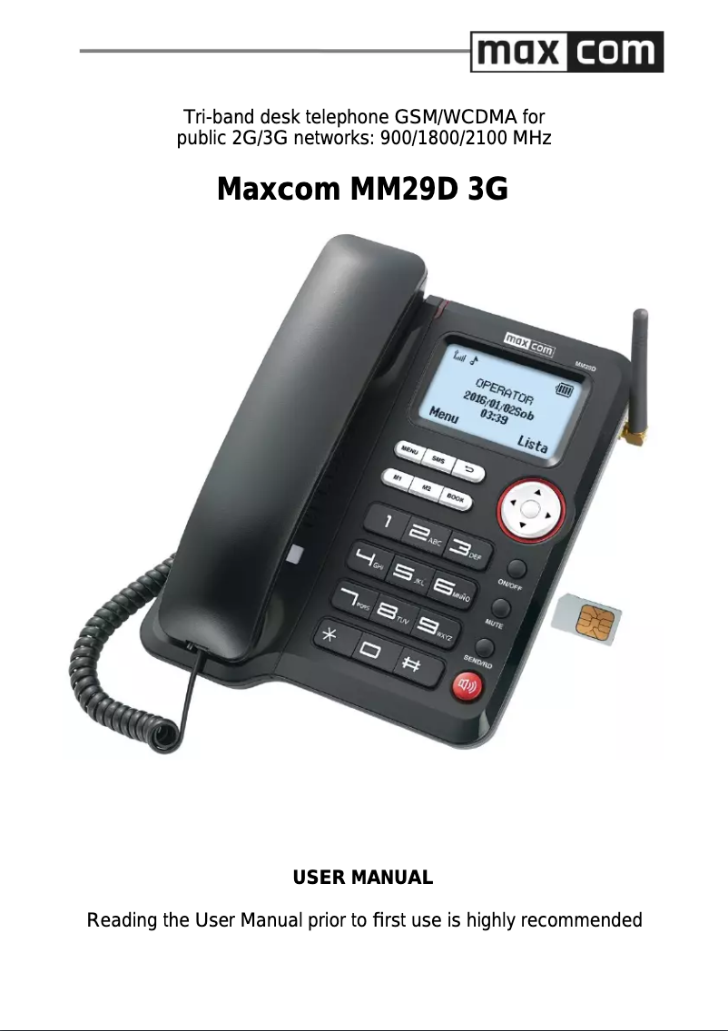 Image de la première page du manuel de l'appareil MM29D 3G