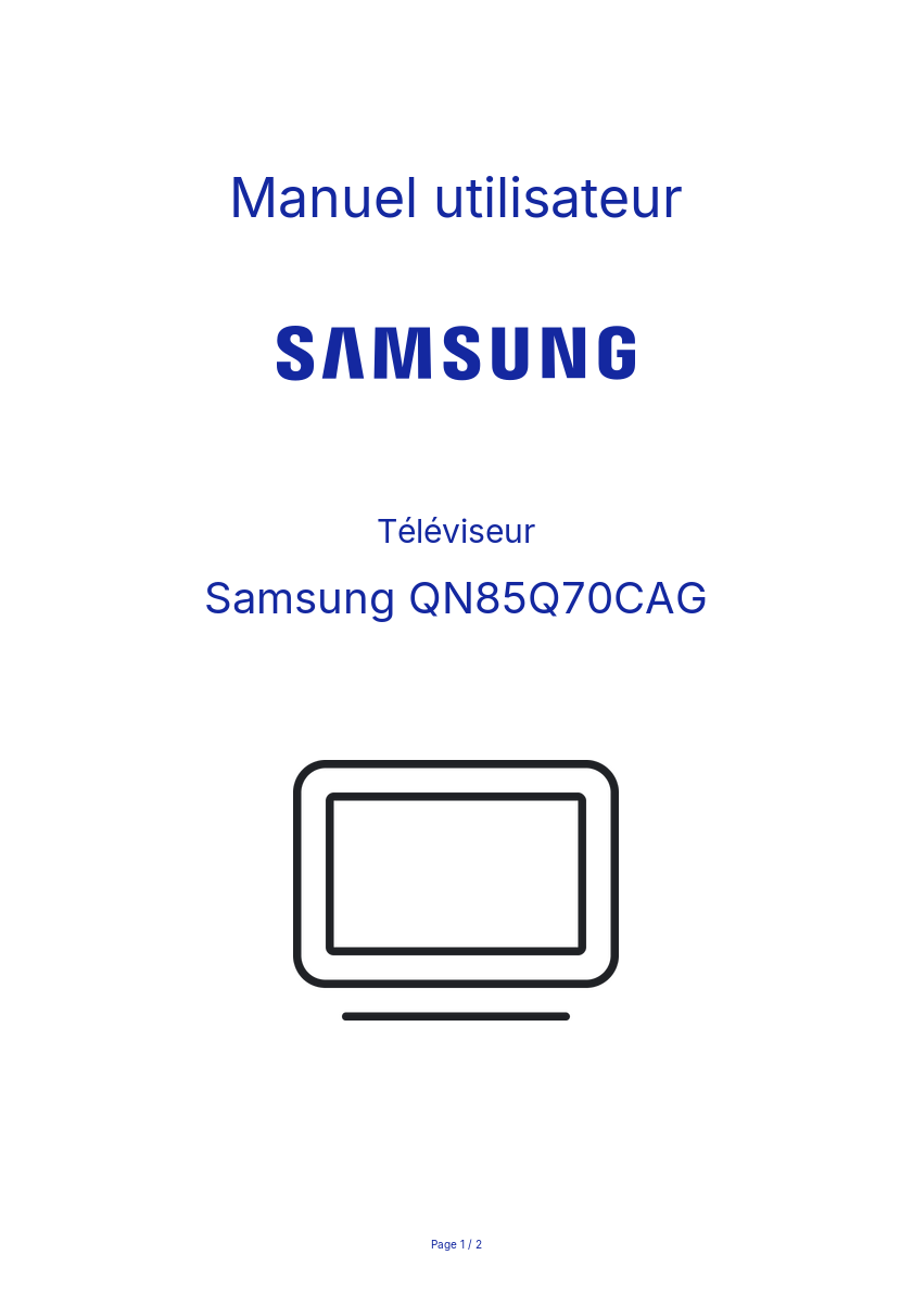 Image de la première page du manuel de l'appareil QN85Q70CAG