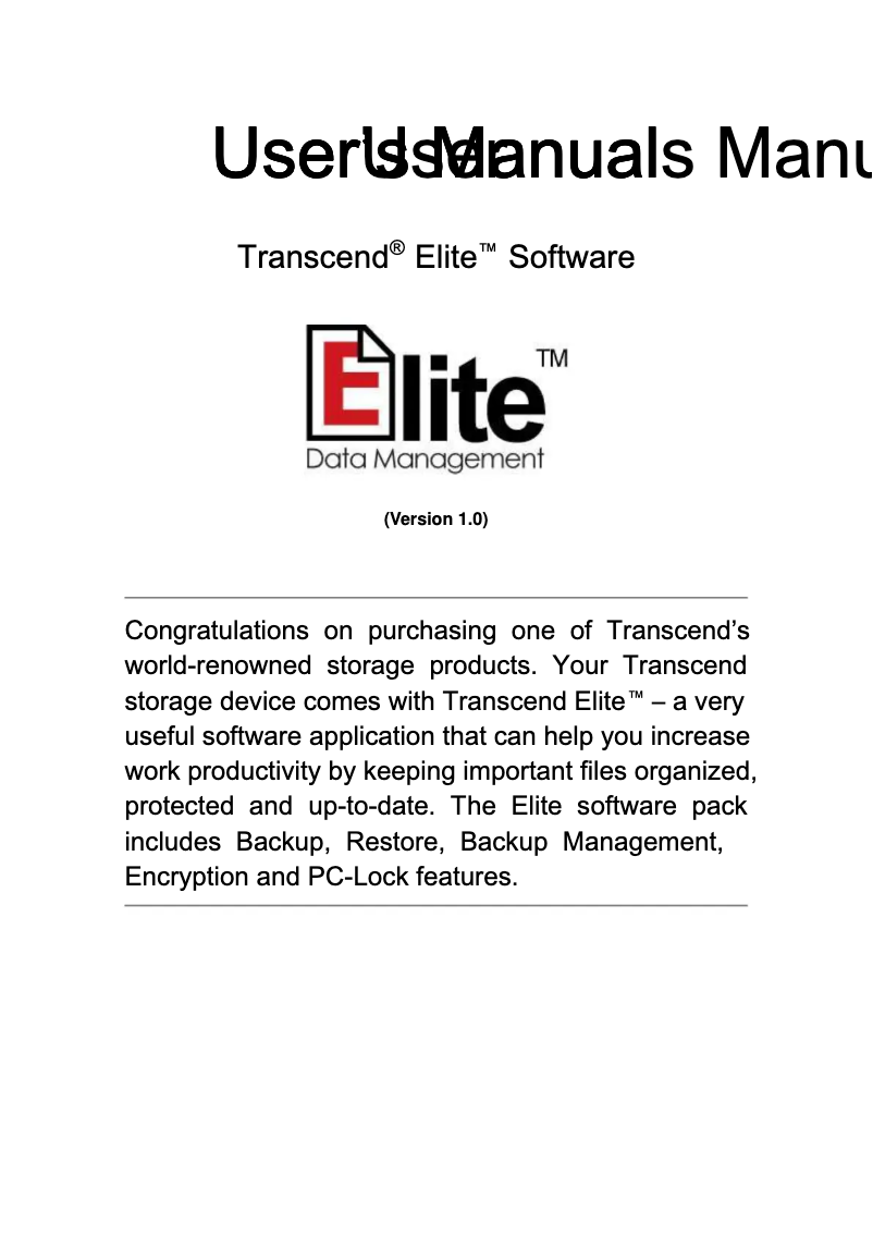 Page 1 de la notice Manuel utilisateur Transcend JetFlash 810