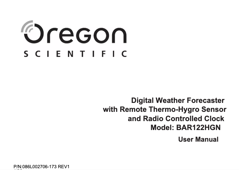 Image de la première page du manuel de l'appareil BAR122HGN