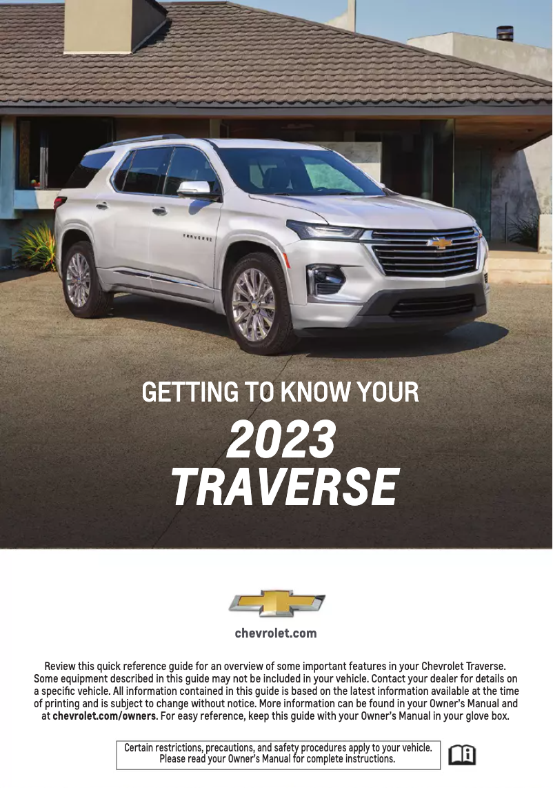 Page 1 de la notice Guide de démarrage rapide Chevrolet Traverse (2023)