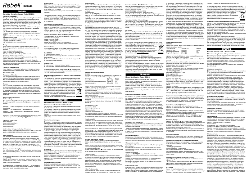 Image de la première page du manuel de l'appareil SC2040