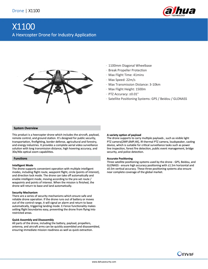 Page 1 de la notice Fiche technique Dahua Technology X1100