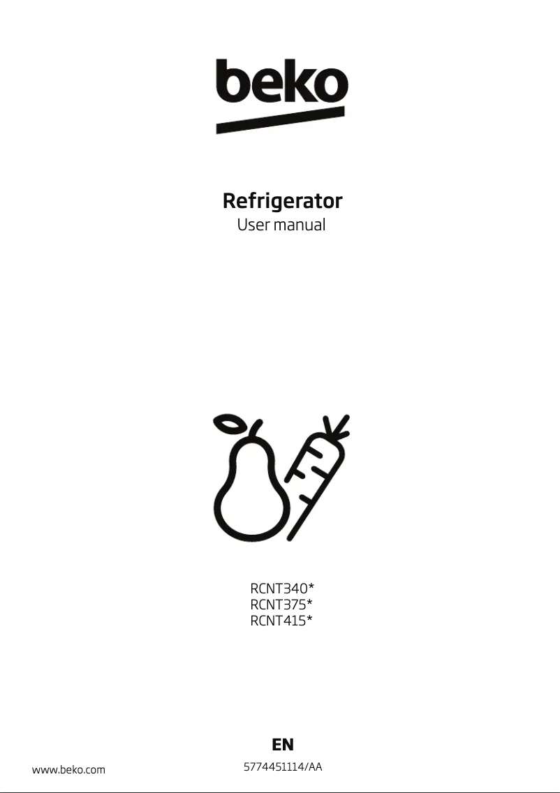 Page 1 de la notice Manuel utilisateur Beko RCNT415E50VZK