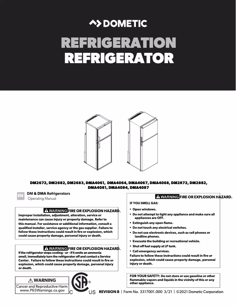 Page 1 de la notice Manuel utilisateur Dometic DMA 4084