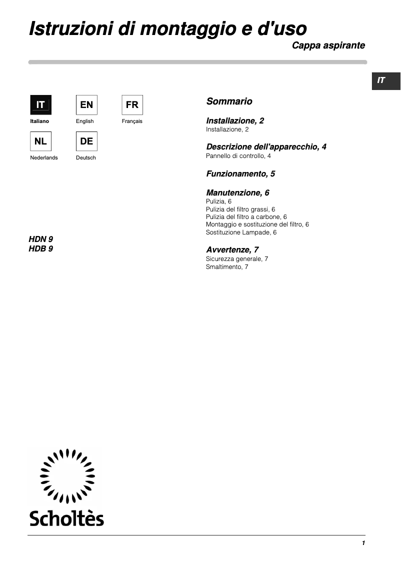 Image de la première page du manuel de l'appareil HDN 9