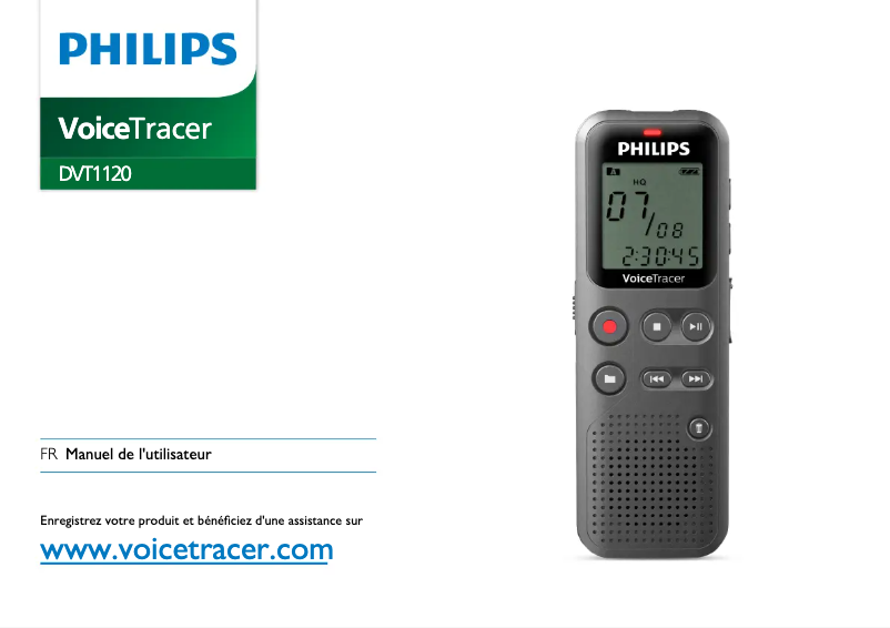 Page 1 de la notice Manuel utilisateur Philips VoiceTracer DVT1120