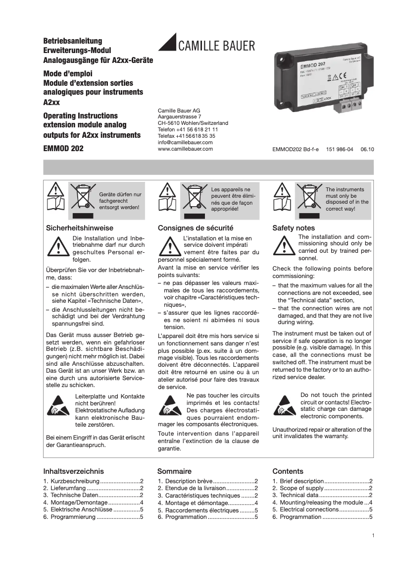 Image de la première page du manuel de l'appareil EMMOD202